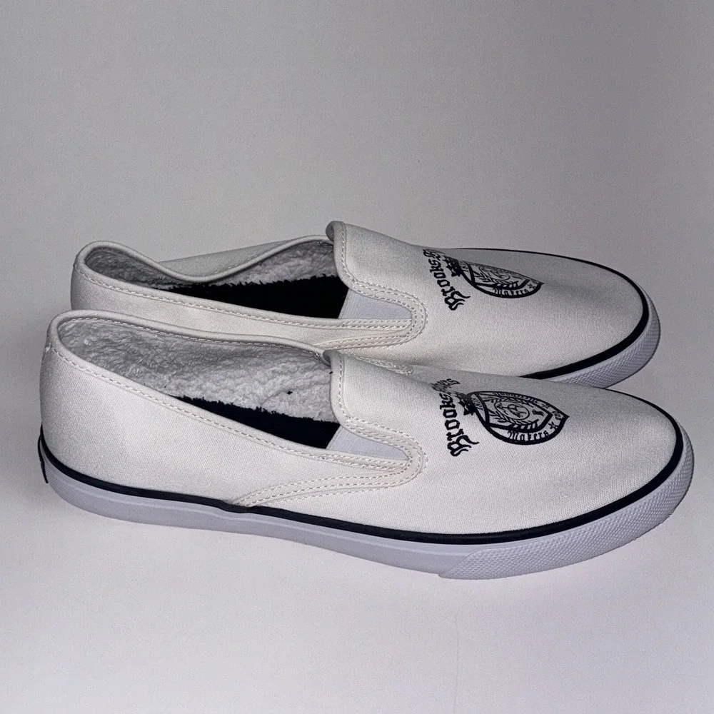 Sperry x Brooks Brothers Crest Slip On White Shoes Sneakers Men's US 10 UK 9